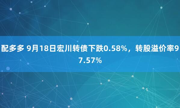 配多多 9月18日宏川转债下跌0.58%，转股溢价率97.57%